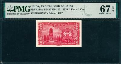 上海炎玺拍卖 玺韵华章：第八章 - 1939年中央銀行民國二十八年红壹分