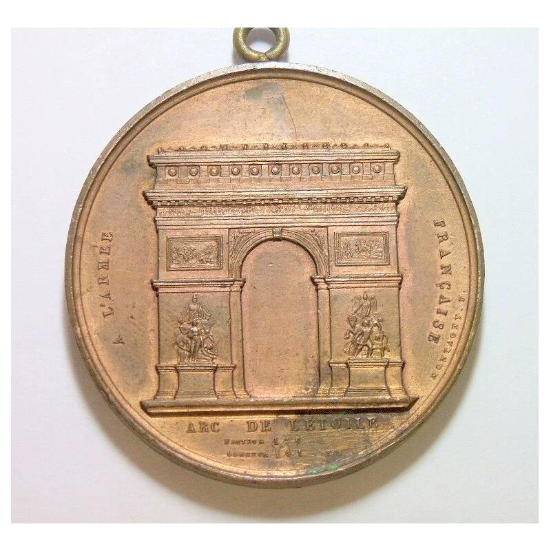 【光边】法国1836年 拿破仑+菲利普+凯旋门高浮雕精制大铜章 52MM