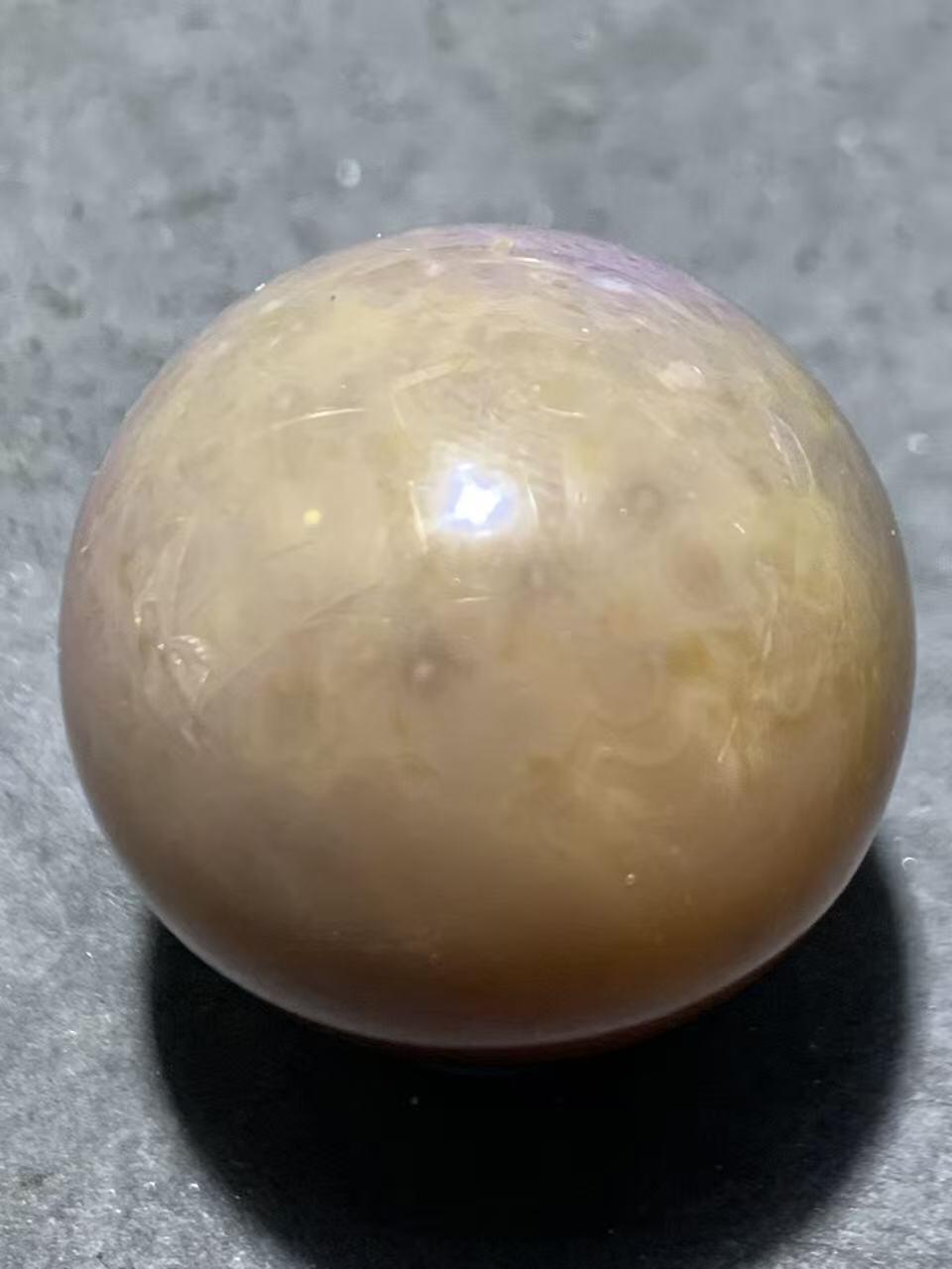 精美高玉化冻料飘紫罗兰战国红玛瑙圆珠一个