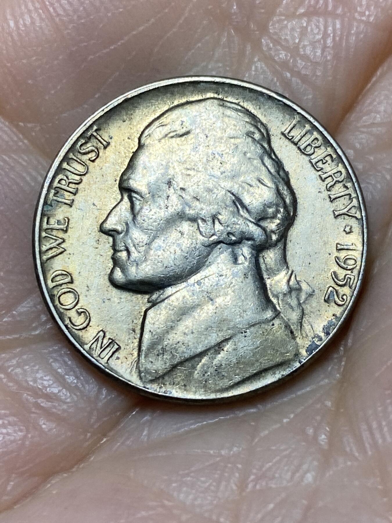 2025年第一百二十八场(总第一百五十四场）外国好品散币、邮币封和邮票场(免佣金) 美国🇺🇸1952年5分(杰斐逊5分第三版，无标)