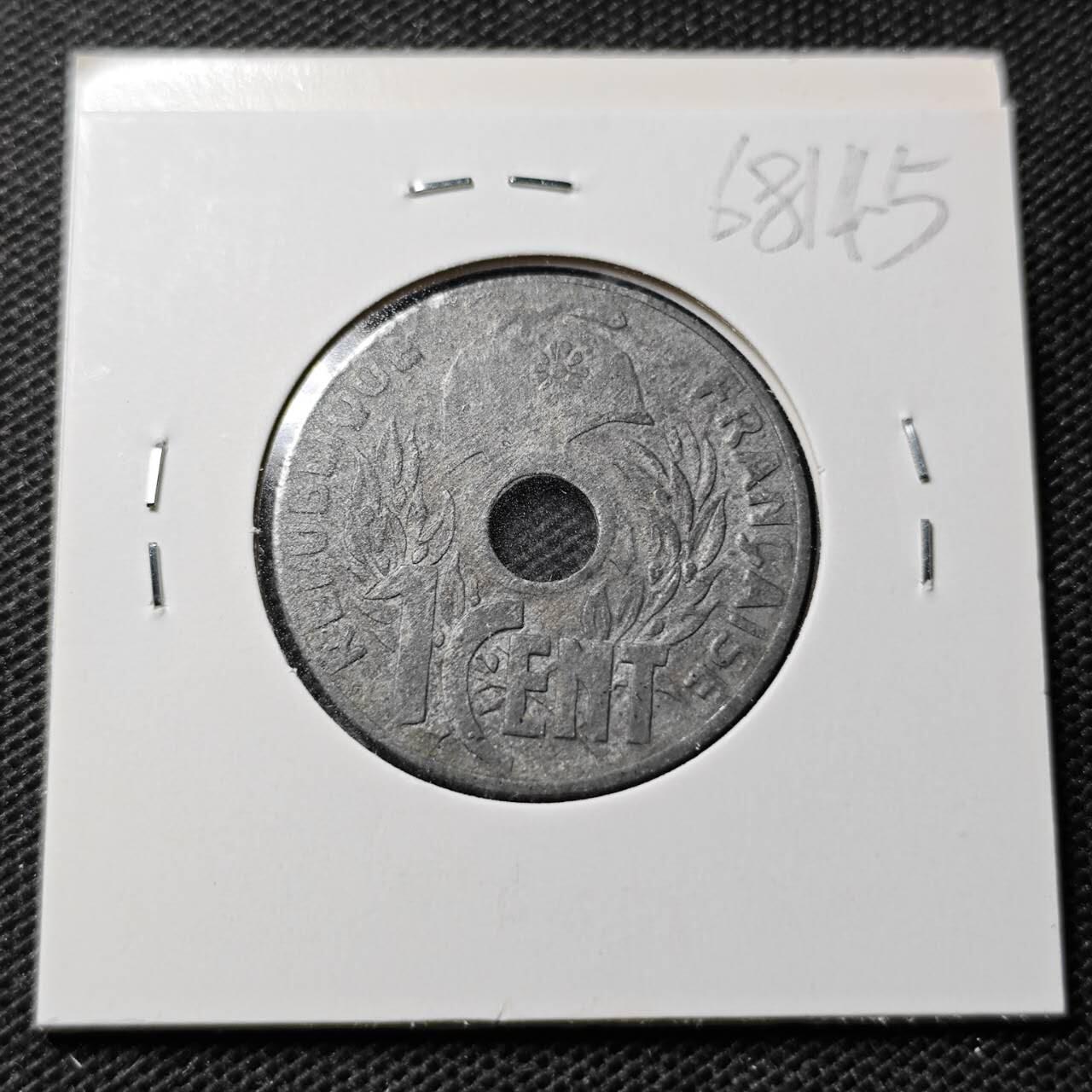 KK钱币收藏小铺  第368场  2月预留时间 周末发货  1941法属印支1分锡币 品不错