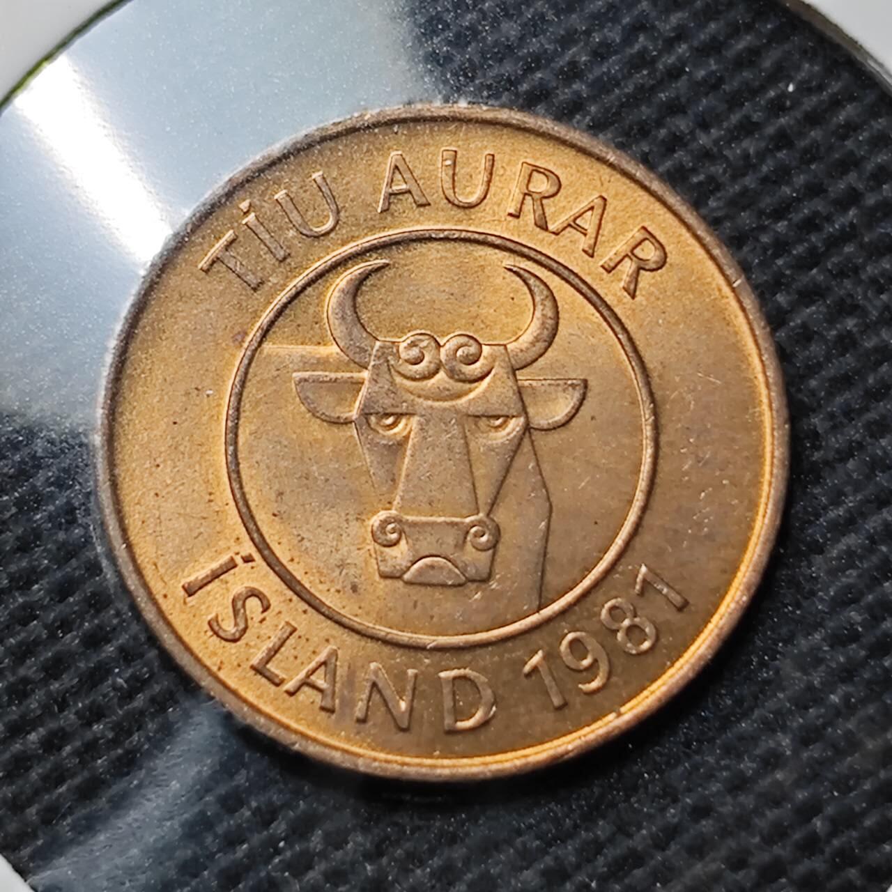 KK钱币收藏小铺  第368场  2月预留时间 周末发货  1981冰岛10奥拉铜币