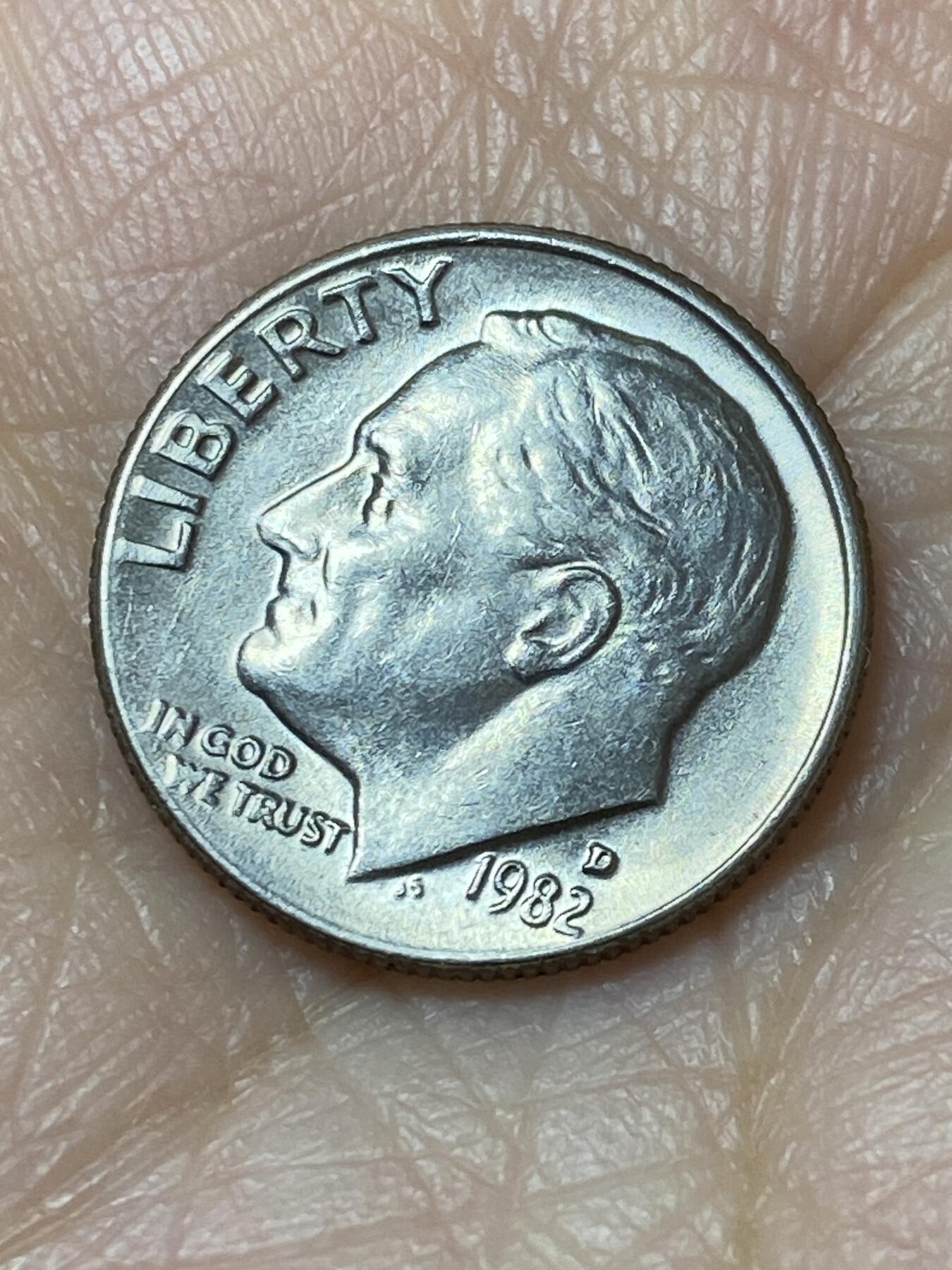 2025年第一百二十七场(总第一百五十三场）外国好品章牌、散币(免佣金) 美国🇺🇸1982年1角(罗斯福1角第二版，D标丹佛造)