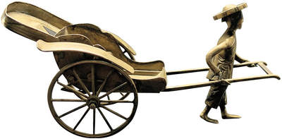 北京阿城哥拍卖2025年秋季拍卖会 - 民国时期 ‘杰记’ 款银质敞篷黄包车摆件 9CM-26.5克