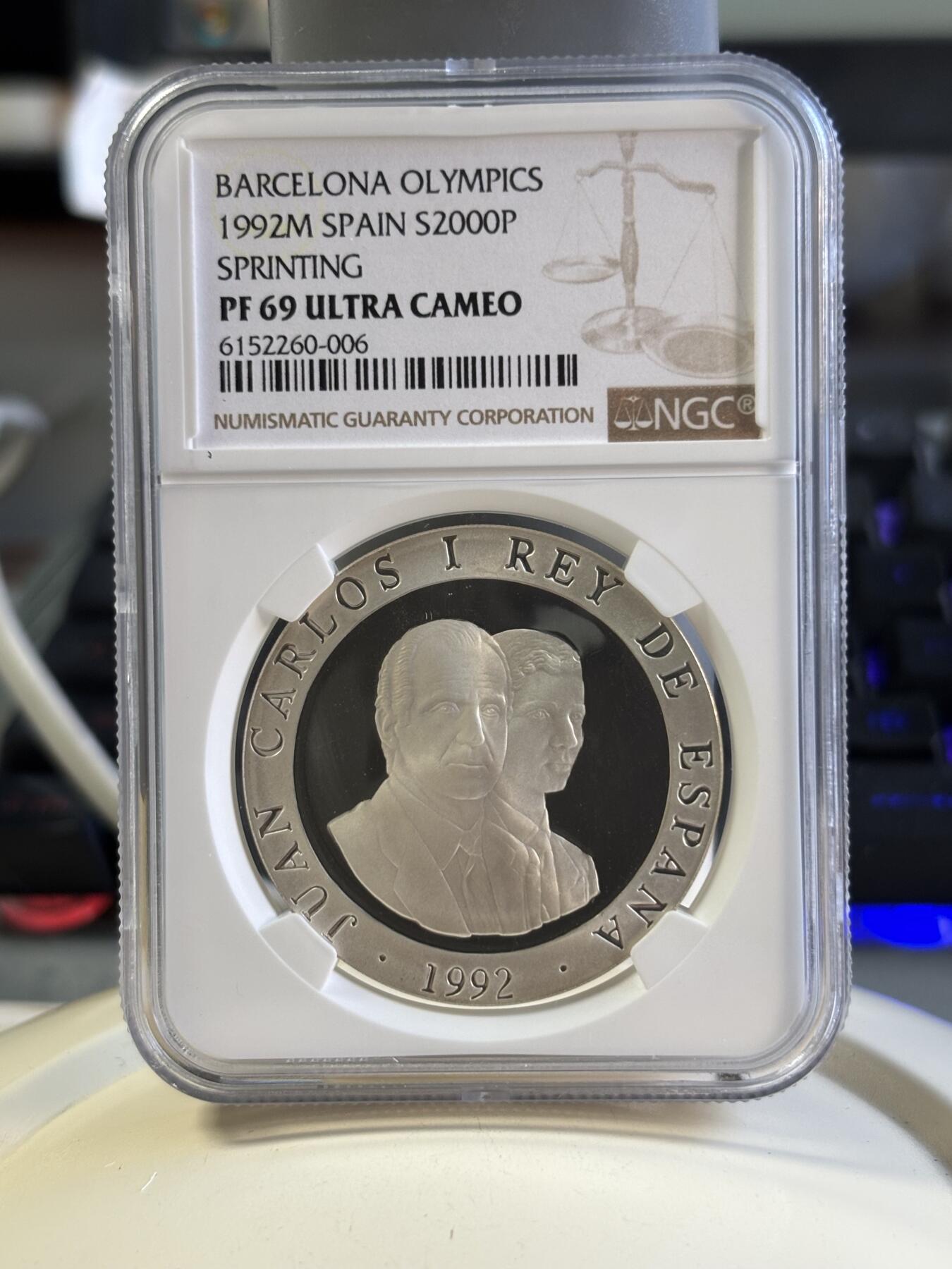 第181期拍卖 获奖币西班牙1992年巴塞罗那奥运会-赛跑纪念银币NGC-PF69，获年度最佳银币-，925银，27克