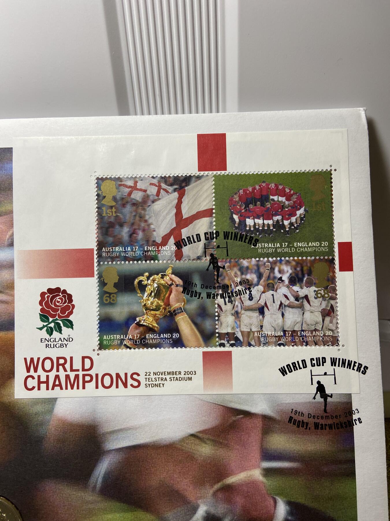 2025年第一百二十八场(总第一百五十四场）外国好品散币、邮币封和邮票场(免佣金) 大型邮币封–英国🇬🇧1997年1英镑(2003年英格兰橄榄球世界杯夺冠纪念封)