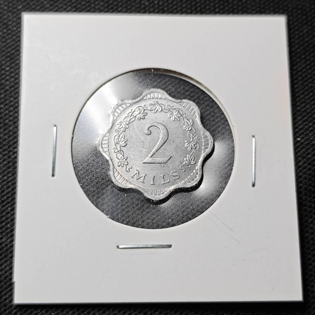 KK钱币收藏小铺  第368场  2月预留时间 周末发货  1972马耳他2米尔