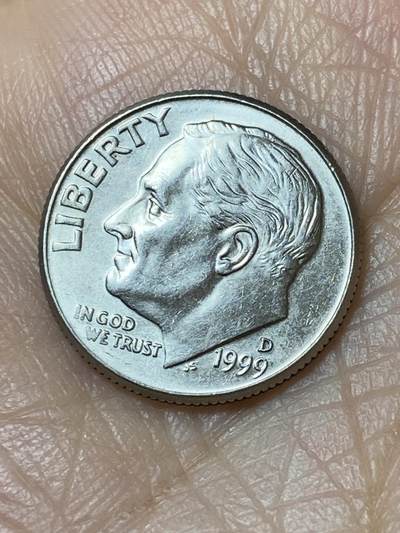 2025年第一百二十七场(总第一百五十三场）外国好品章牌、散币(免佣金) - 美国🇺🇸1999年1角(罗斯福1角第二版，D标丹佛造)