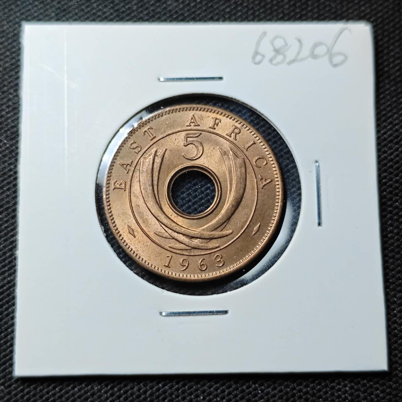KK钱币收藏小铺  第368场  2月预留时间 周末发货  1963英属东非5分铜币 好品