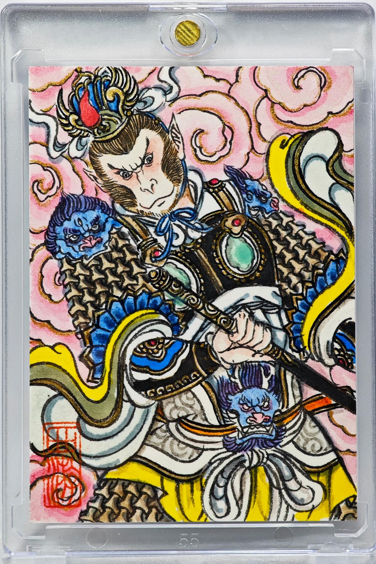 白泽拍卖卡牌手绘专场第28期（细雨生寒、寻梅闻香） 2025 卢艺丰手绘卡 齐天大圣  卢艺丰背彩绘 卡砖封装