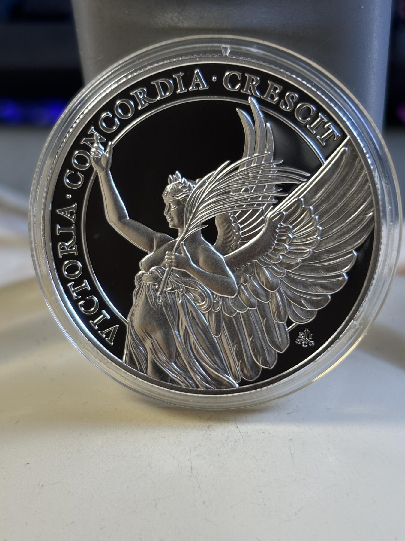 第181期拍卖 圣赫勒拿2021年美德胜利女神系列1精制1盎司银币，999银，发行2500枚