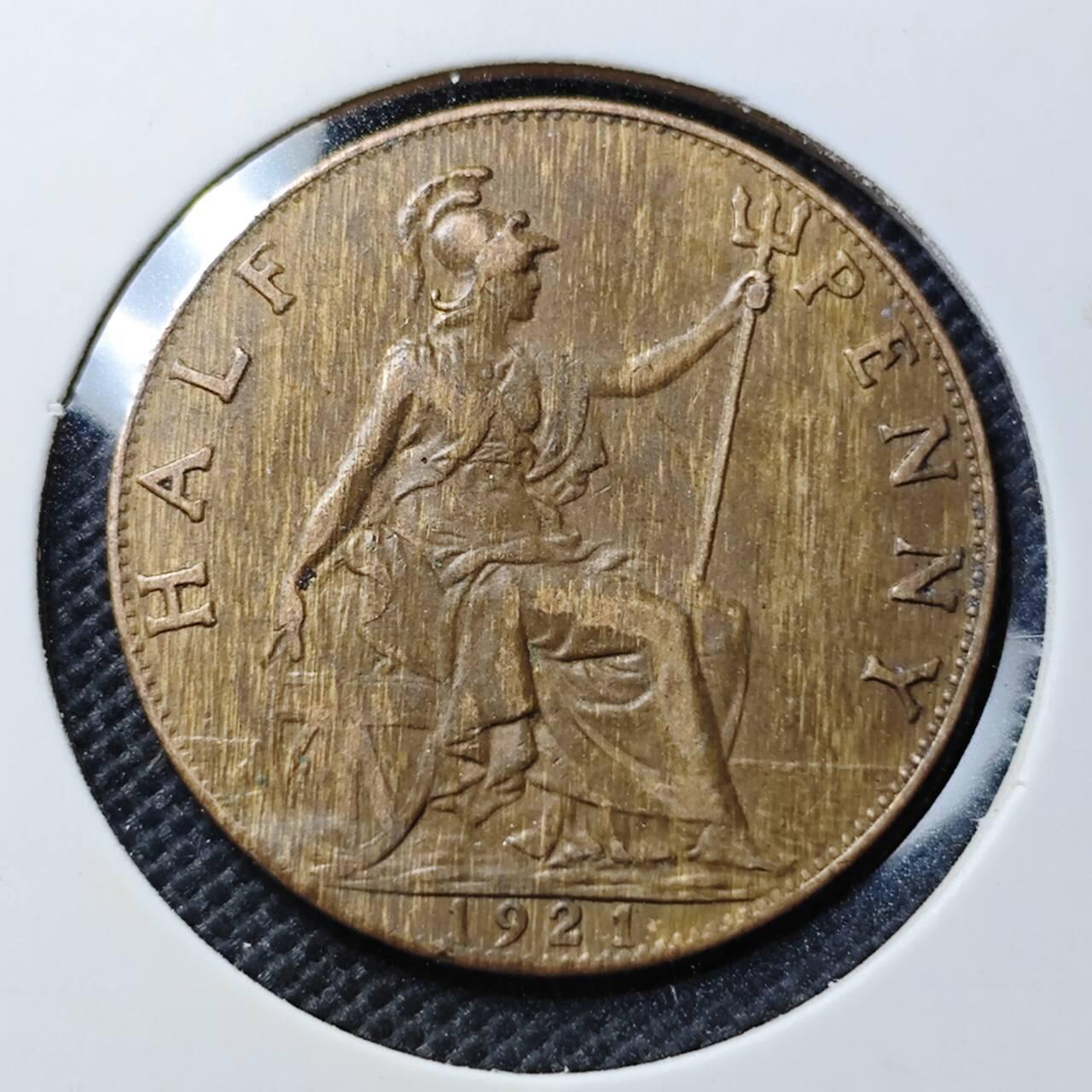 KK钱币收藏小铺  第369场  2月预留时间 周末发货  1921英国半便士铜币