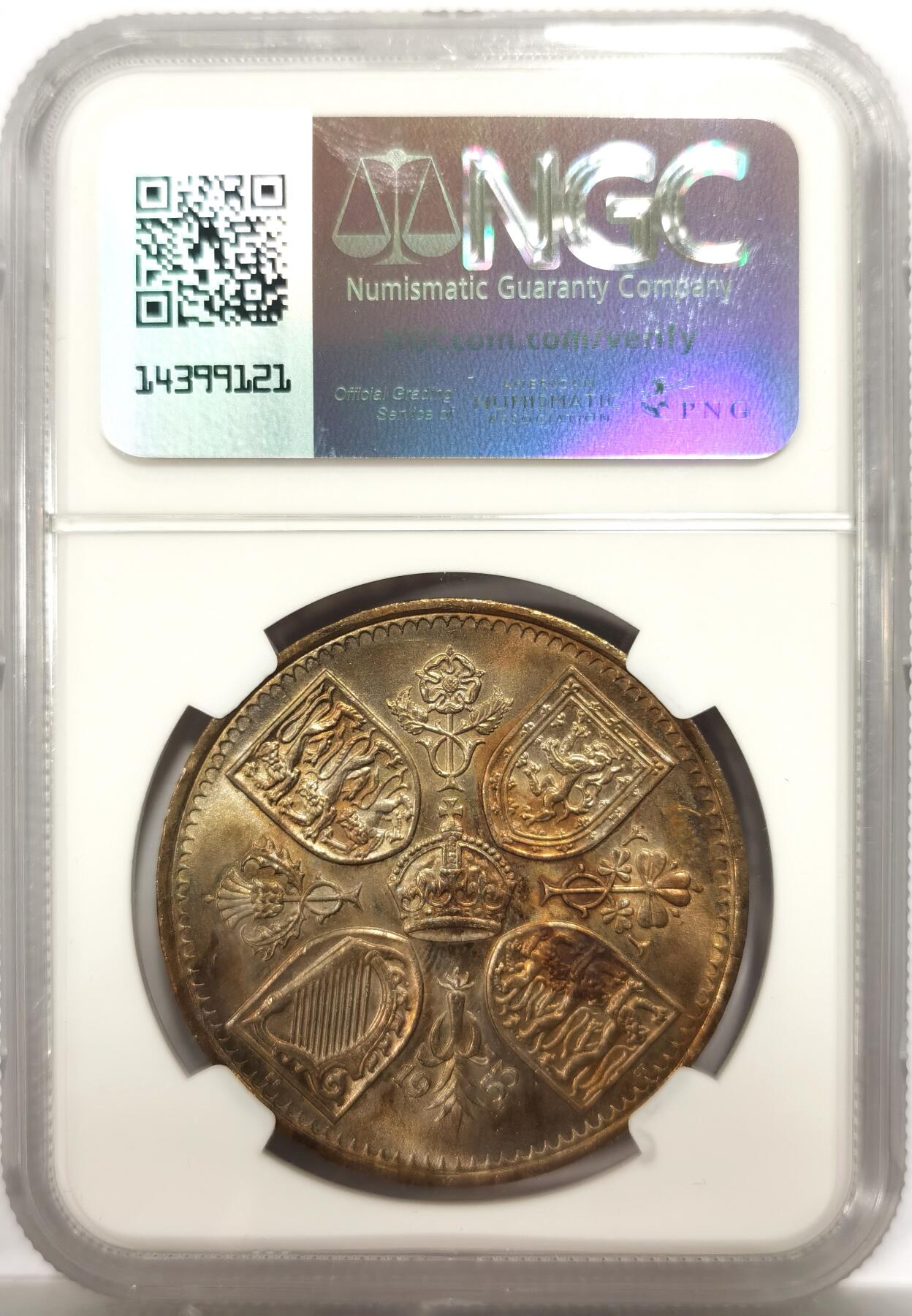 博洋堂世界钱币拍卖第146期（全场包邮） NGC MS65 英国1953年伊丽莎白二世登基纪念克朗