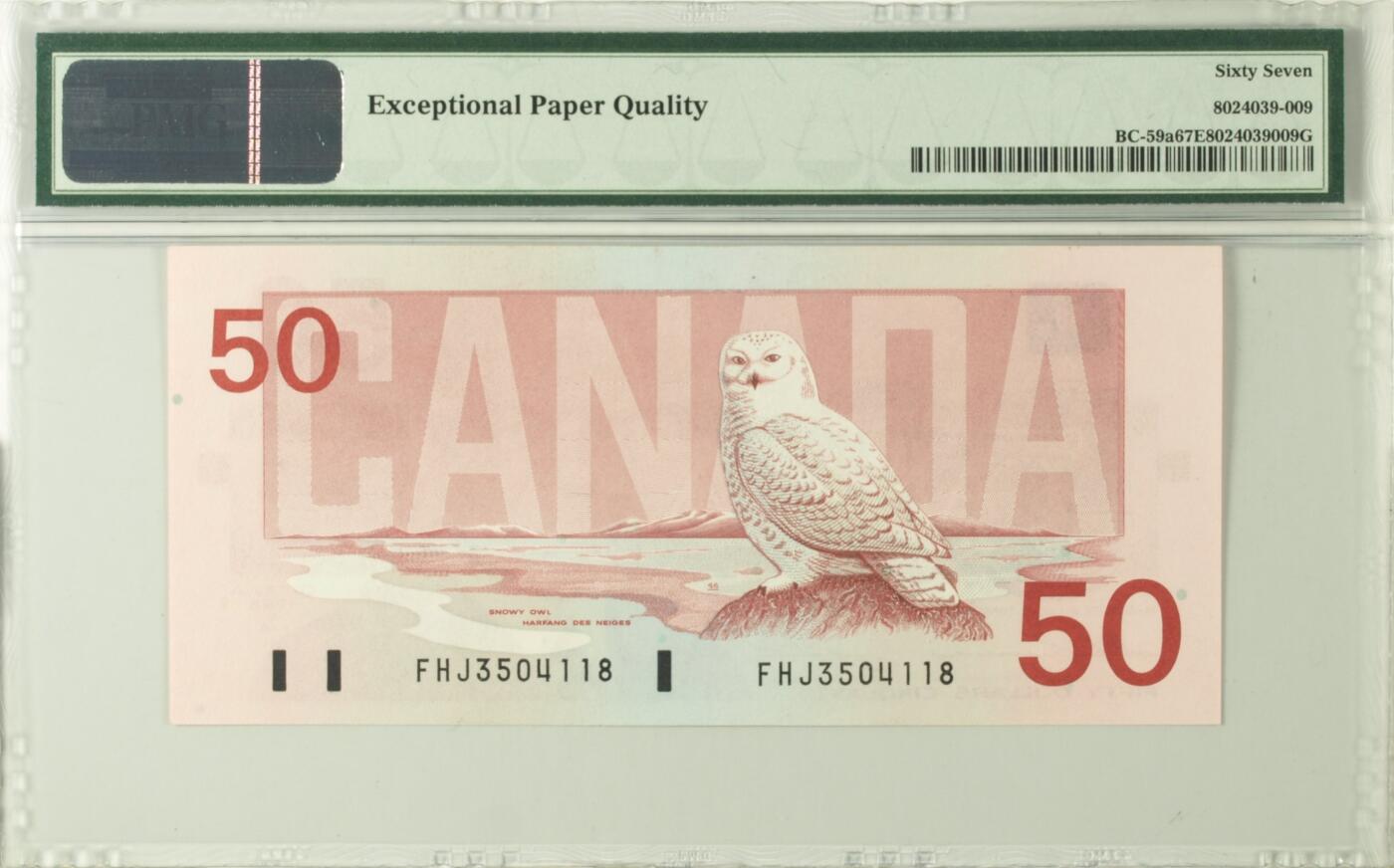 【礼羽收藏】🌏世界钱币拍卖第112期 【a版】美洲，加拿大，1988年，50加币鸟版，PMG67