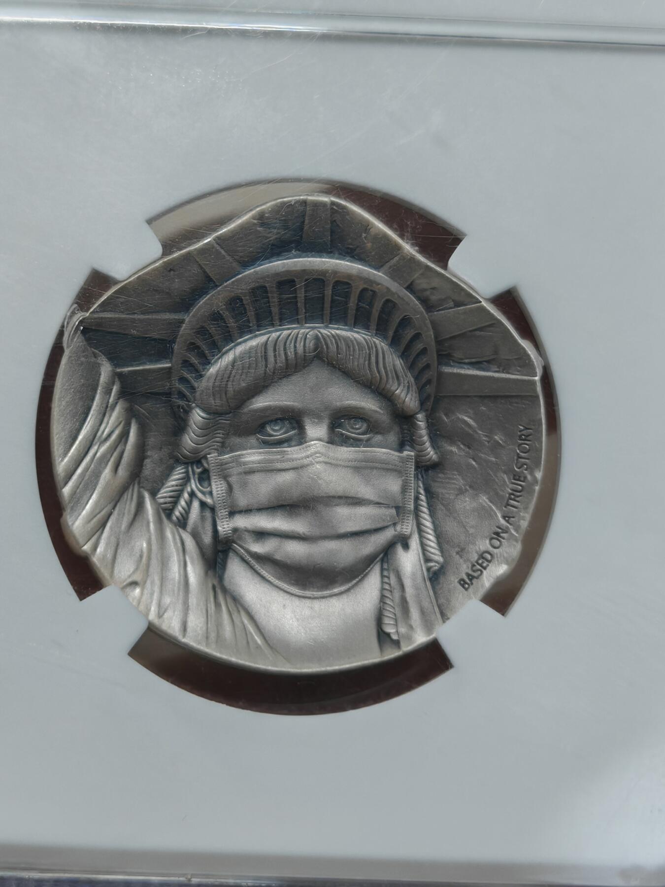 抗击肺炎 纯银纪念章 27克 (NGC PF70)