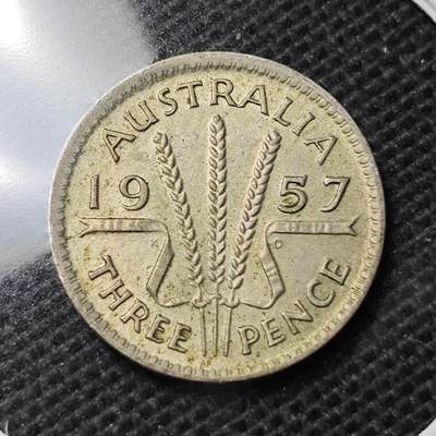 KK钱币收藏小铺  第369场  2月预留时间 周末发货 - 1957 澳大利亚6便士银币