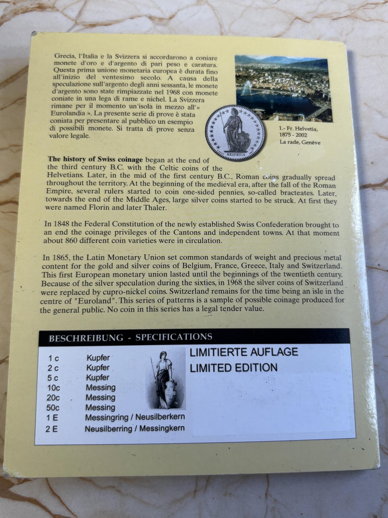 第181期拍卖 瑞士2003年纪念币7枚册装