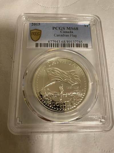 ❤️【币观天下】❤️ 第330期钱币拍卖- 2025.11.14周五晚上6点半场-长期征集拍品 - 2015年加拿大国旗五十周年银币pcgsms68 unc高分难得