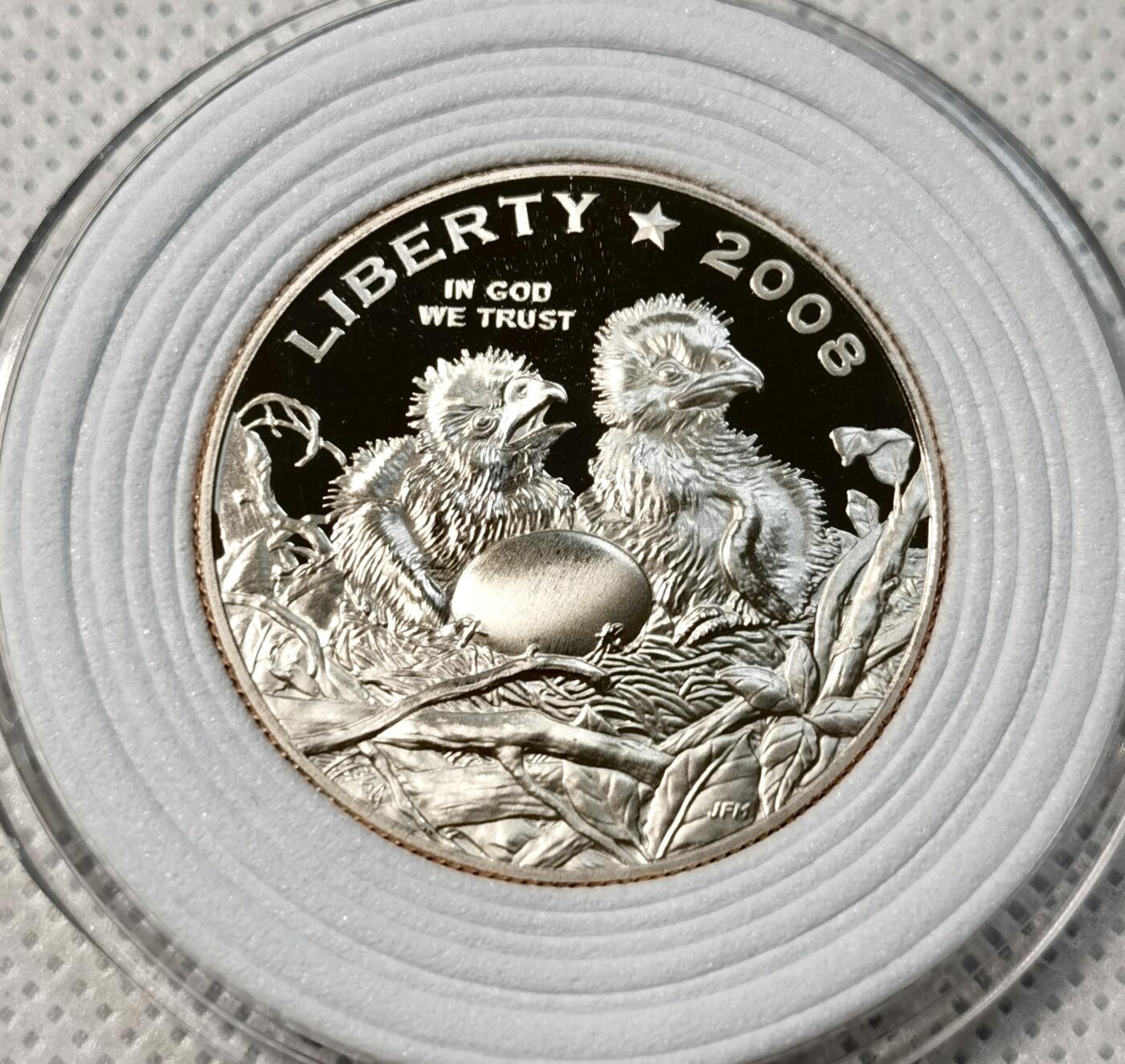 甄臻铺-世界币章拍卖（第39期）送拍享返佣金等优惠多多 美国2008   PF  1/2美元 白头鹰纪念币 铜镀银 30.5mm 11.3g