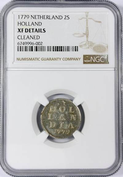 【雨安】【世界币章114期】2025-11-15 周六 19:30 保真 8秒倒数自动落锤 高效拍卖 - [评级欧洲] Netherlands 荷兰 共和国 荷兰省 2Stuiver 1779年 NGC-XF