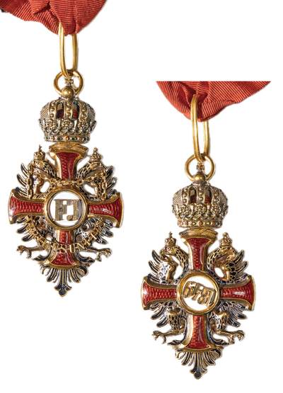 中新泰星2025年秋拍 徽章 纪念章及金银器专场 - 奥匈帝国弗朗茨约瑟夫K金珐琅勋章一枚