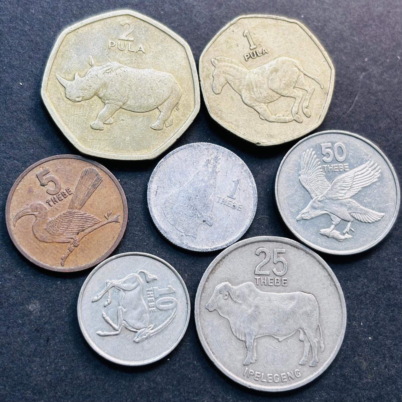 文馨钱币收藏第 281 场，【 长期接收代拍品】银元，银币，套币，纸币专场（本场截拍后休息三天，19 号发货） 博茨瓦纳 7 枚套币