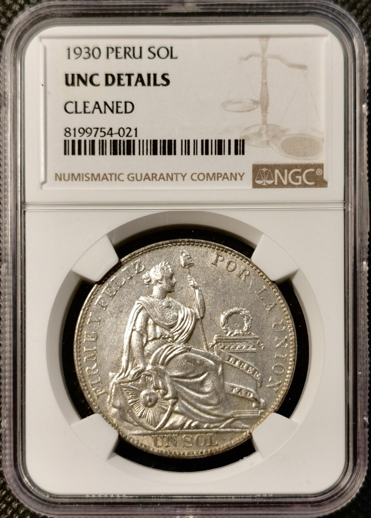 甄臻铺-世界币章拍卖（第39期）送拍享返佣金等优惠多多 NGC-UNCD 1930年秘鲁索尔坐人女神，转光好看