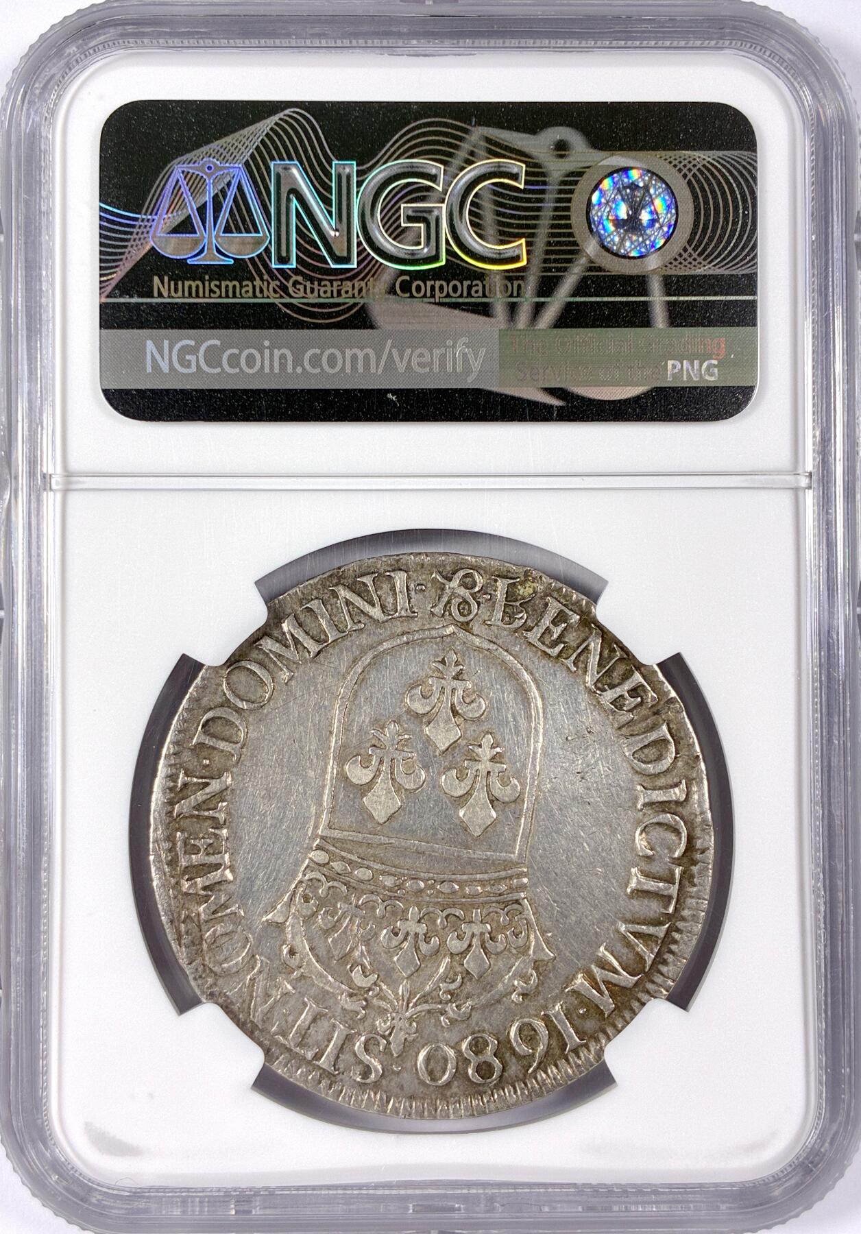 【雨安】【世界币章114期】2025-11-15 周六 19:30 保真 8秒倒数自动落锤 高效拍卖 [评级法国] France 法国 1埃居 1680年 路易十四 NGC-XF45 稀少头像版别