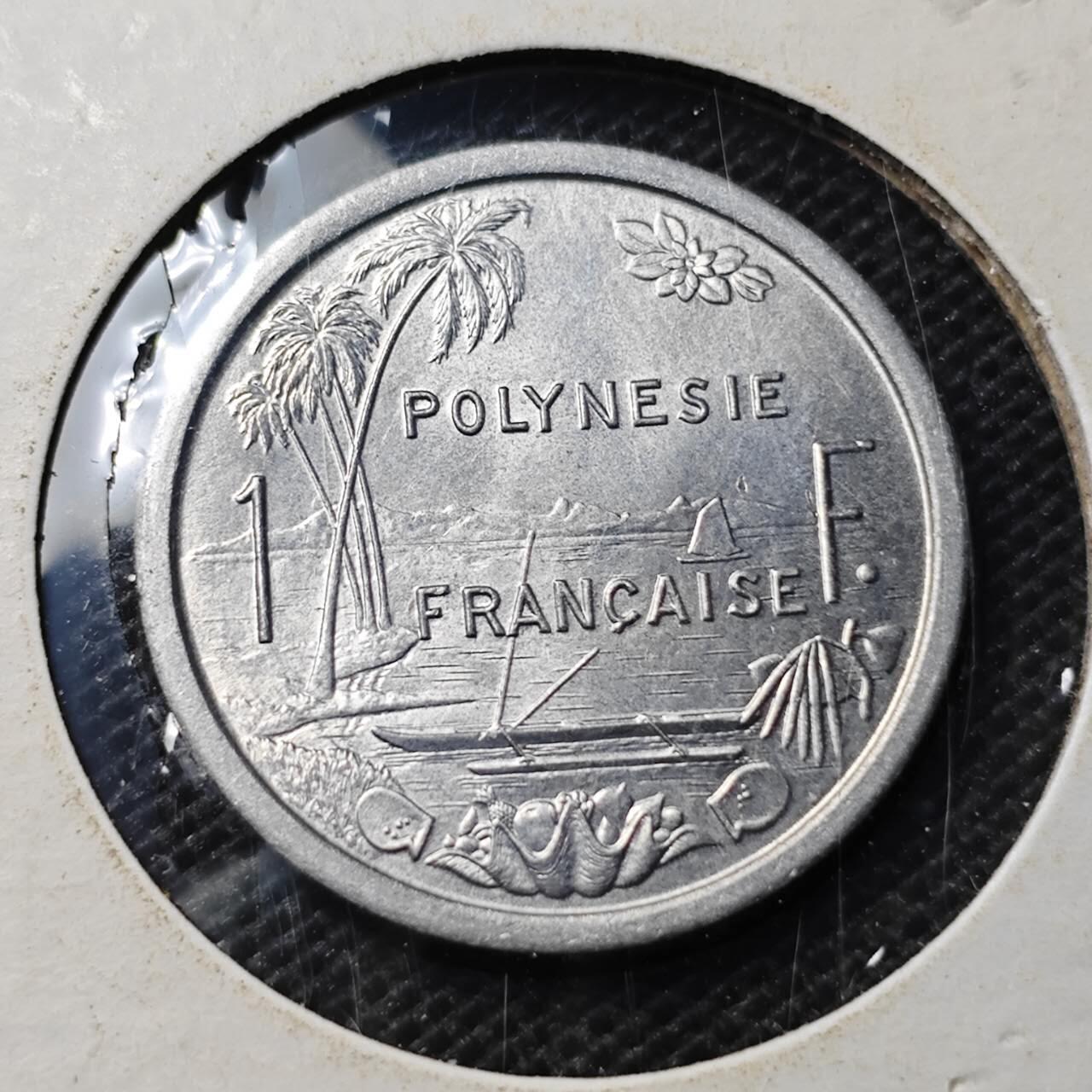 KK钱币收藏小铺  第369场  2月预留时间 周末发货  1965法属波利尼西亚1法郎 好品