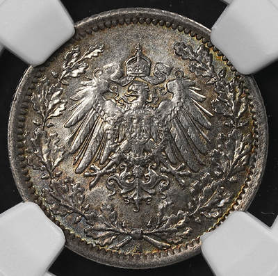 修遠堂世界钱币第九十三期 - NGC MS64 1918年德国1/2马克银币 A厂铭