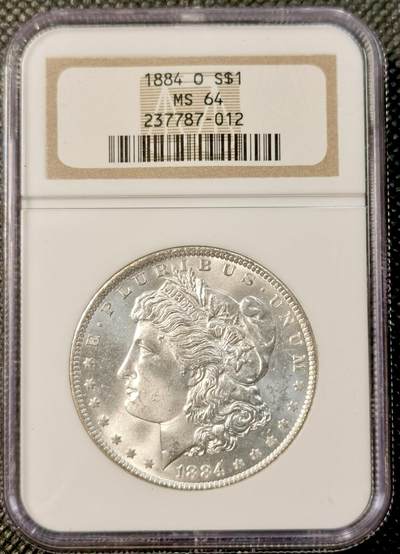 甄臻铺-世界币章拍卖（第39期）送拍享返佣金等优惠多多 - NGC-MS64 1884年O版美国摩根，小白盒，手感不错，币面干净