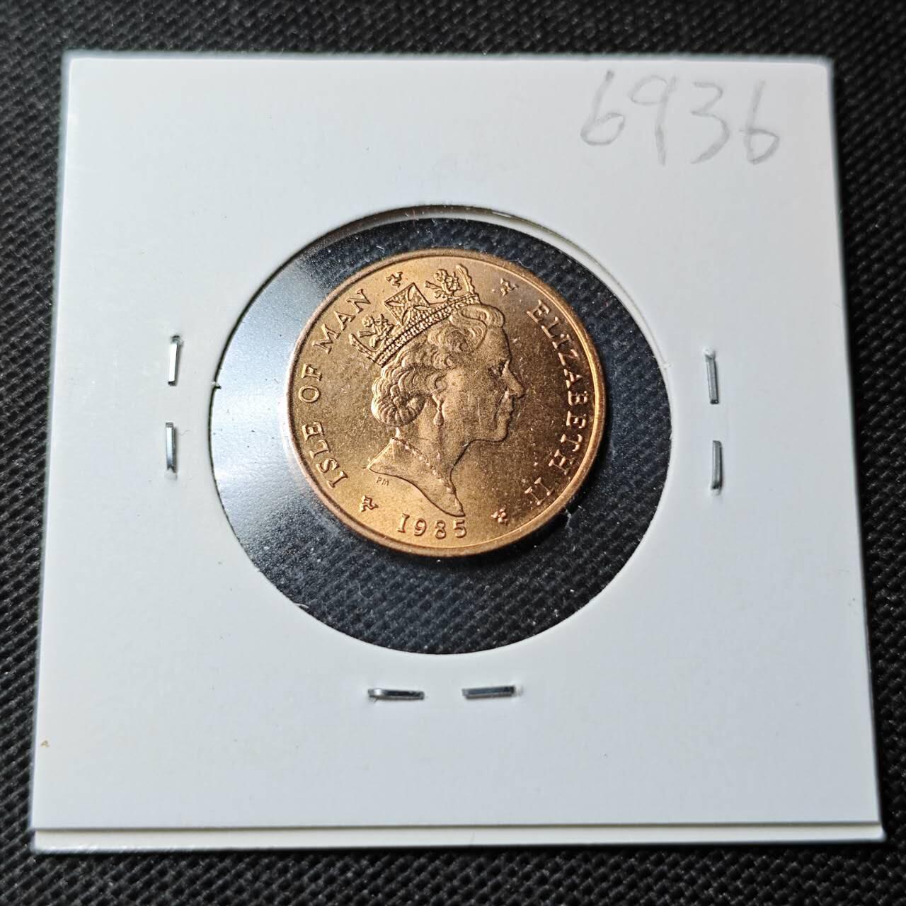 KK钱币收藏小铺  第369场  2月预留时间 周末发货  马恩岛1便士铜币 好品