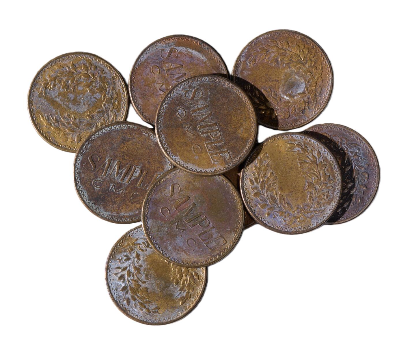 中新泰星2025年秋拍 钱币纪念章专场 民国造币厂SAMPLE C.M.C.试打币十枚一组