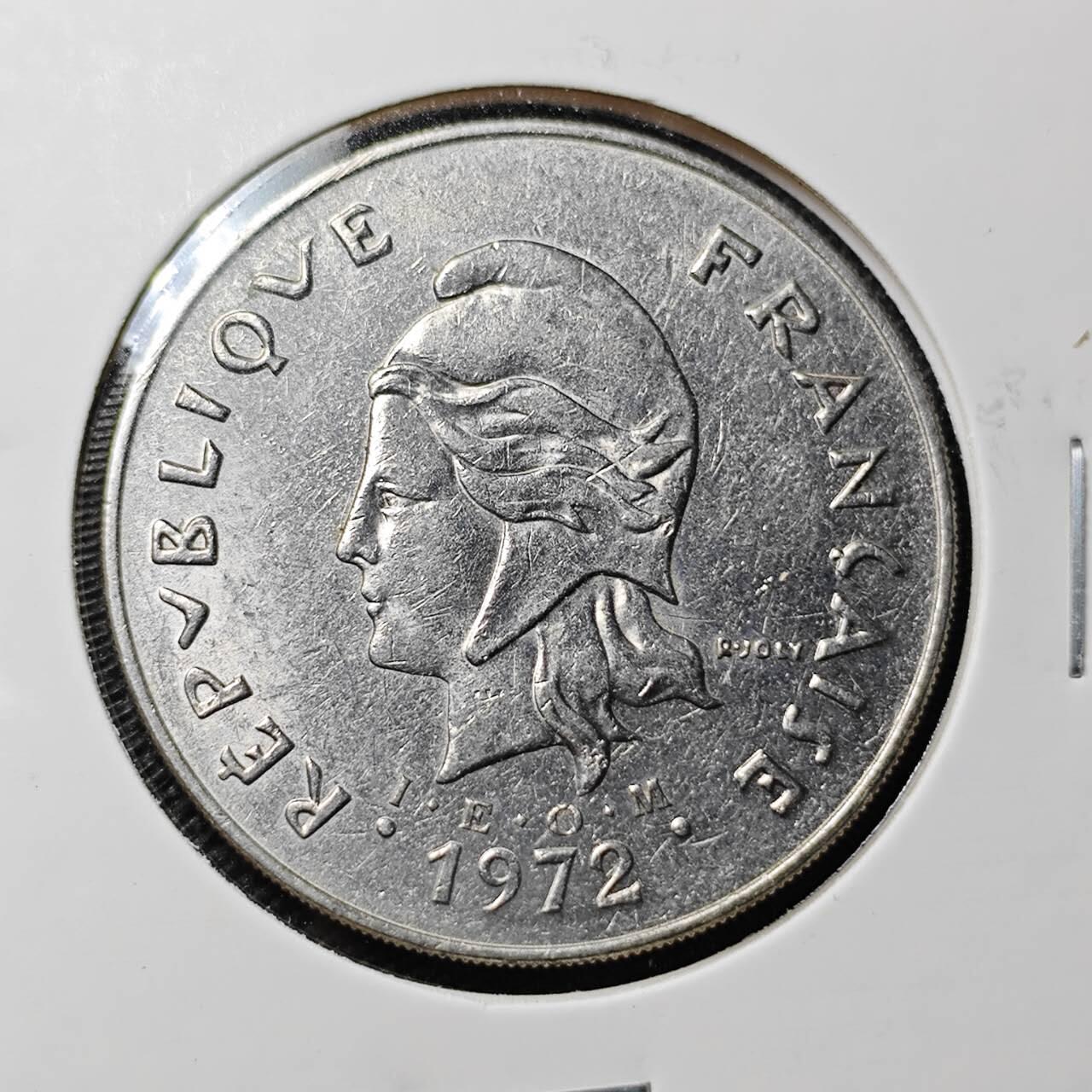 KK钱币收藏小铺  第369场  2月预留时间 周末发货  1972法属新喀里多尼亚50法郎