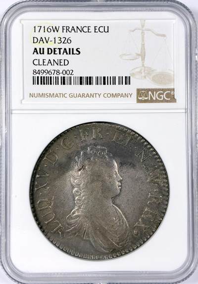 【雨安】【世界币章114期】2025-11-15 周六 19:30 保真 8秒倒数自动落锤 高效拍卖 - [评级法国] France 法国 1埃居 KM#0414 (1715-1718) 路易十五 儿童版小头像 1716年 NGC-AU 原味欧洲老包浆
