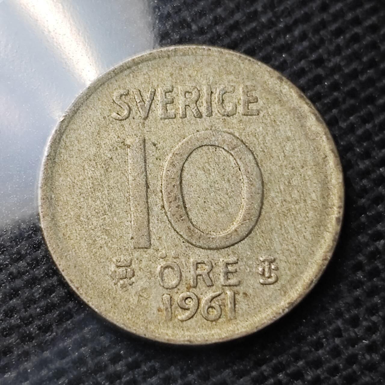 KK钱币收藏小铺  第369场  2月预留时间 周末发货  1961瑞典10欧尔银币