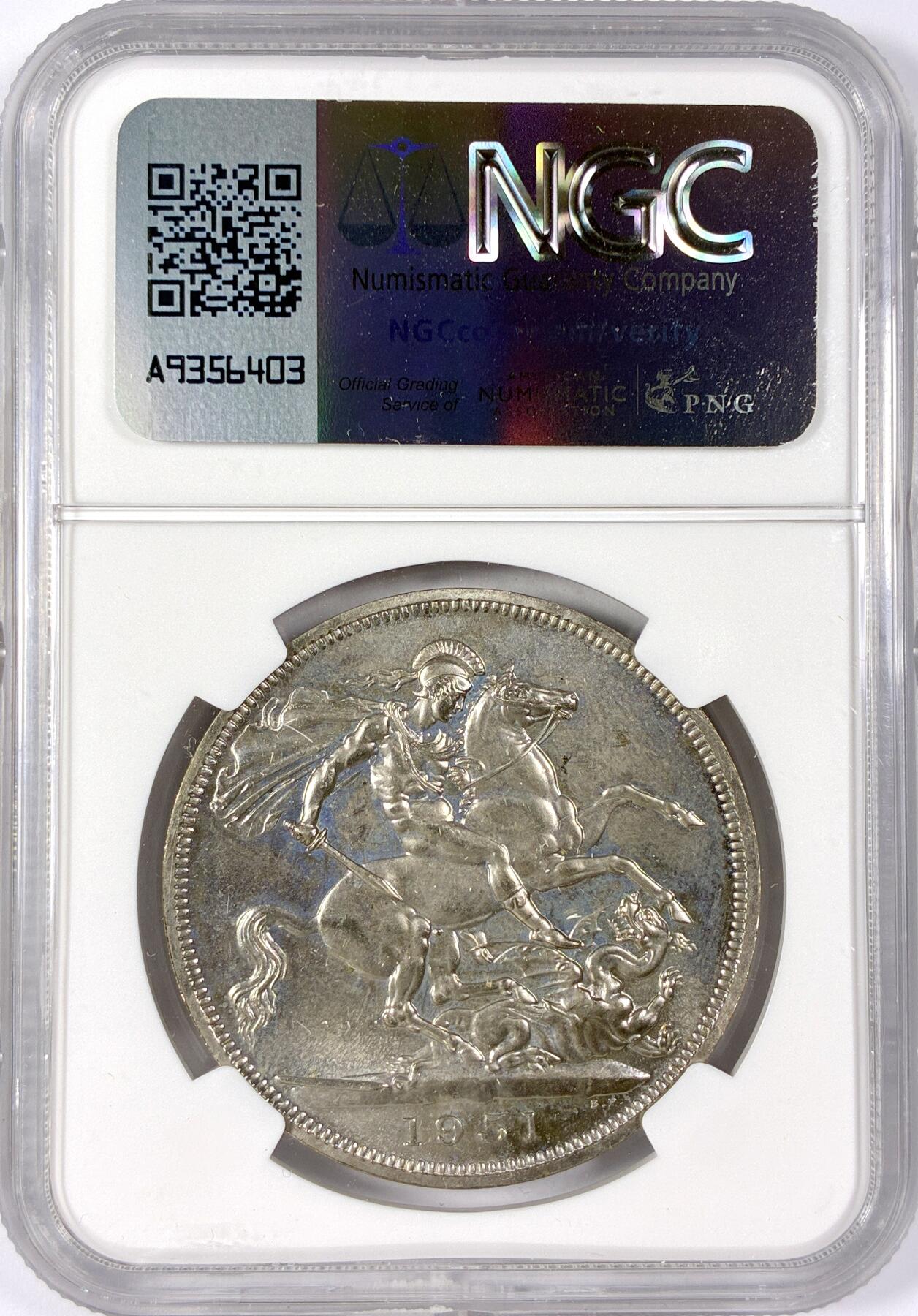 【雨安】【世界币章114期】2025-11-15 周六 19:30 保真 8秒倒数自动落锤 高效拍卖 [评级欧洲] Great Britain 英国 1克朗 1951年 乔治六世 NGC-PL64