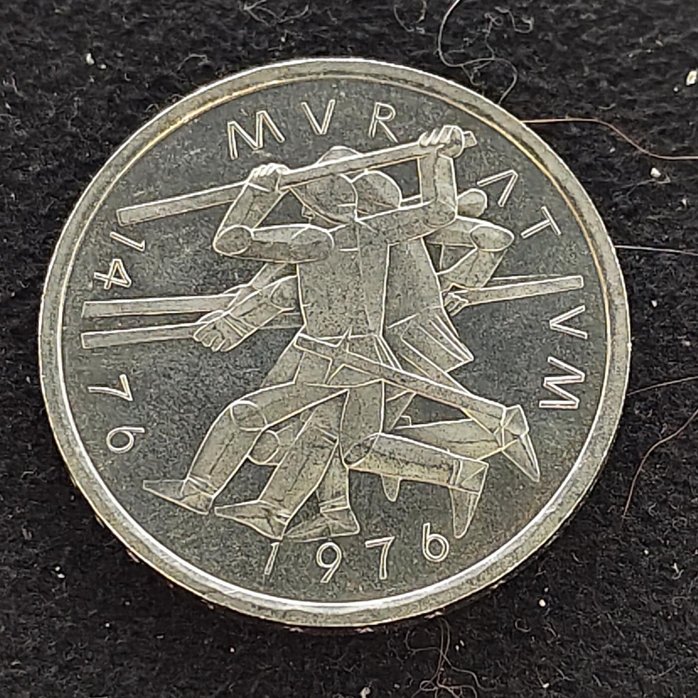 【全场包邮】纯粹捡漏拍476场（免费代拍第13场）调整中 瑞士1976年5法郎勃艮第穆尔滕战役500周年纪念币