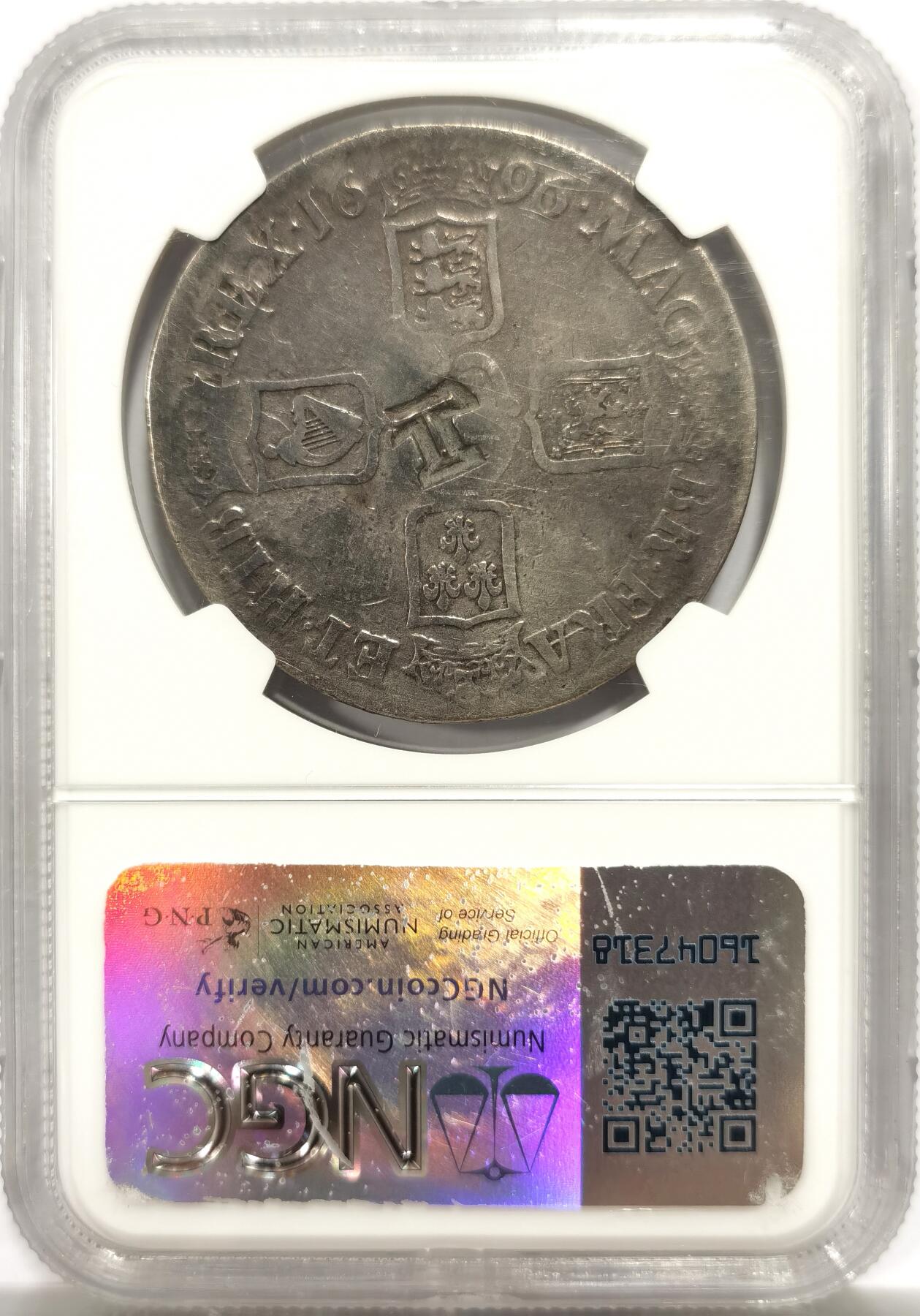 博洋堂世界钱币拍卖第146期（全场包邮） NGC Good 英国1696年威廉三世1克朗大银币