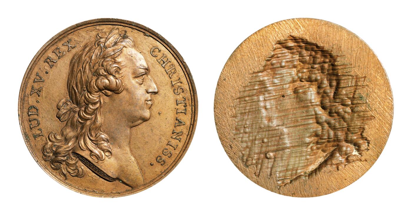 中新泰星2025年秋拍 钱币纪念章专场 19世纪法国国王路易十五像单面铜质纪念章一枚