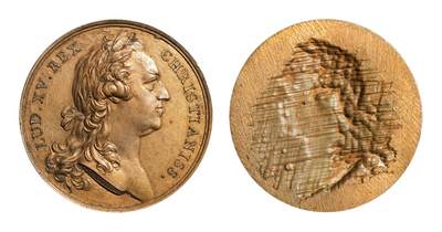 中新泰星2025年秋拍 钱币纪念章专场 - 19世纪法国国王路易十五像单面铜质纪念章一枚