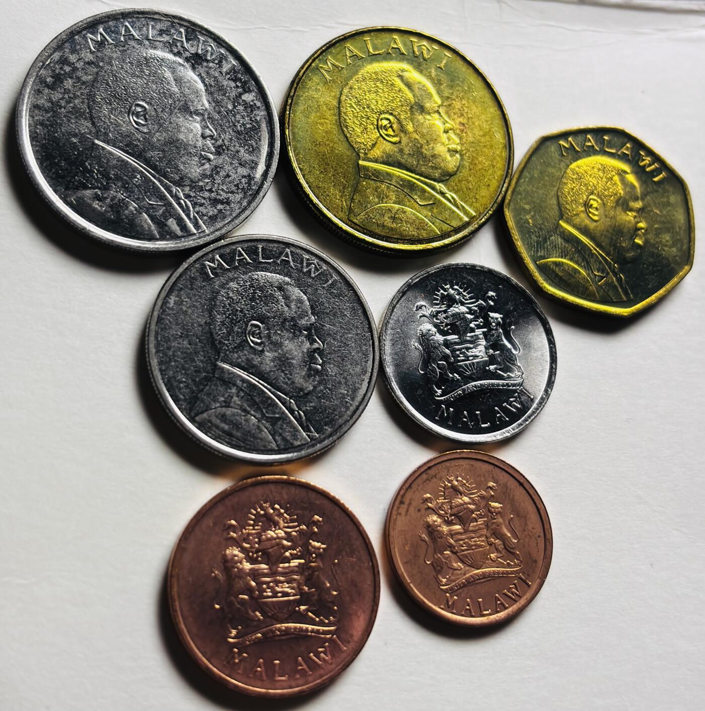 文馨钱币收藏第 281 场，【 长期接收代拍品】银元，银币，套币，纸币专场（本场截拍后休息三天，19 号发货） 全新 1995-1996 年马拉维 7 枚套币