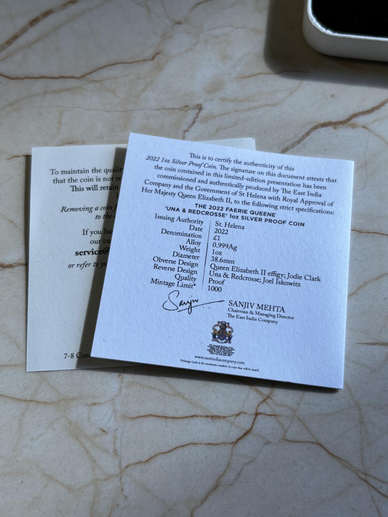 第181期拍卖 圣赫勒拿和特里斯坦达库尼亚2022年仙后1盎司银币，999银，发行1000枚