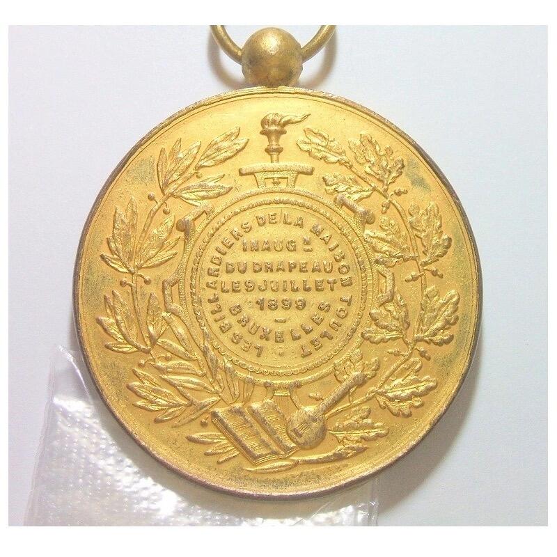 比利时1899年 利奥波德二世高浮雕精制大镀金章 55MM