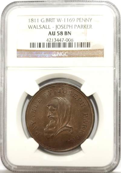 博洋堂世界钱币拍卖第146期（全场包邮） - NGC AU58 英国1811年沃尔索尔1便士代用币TOKEN