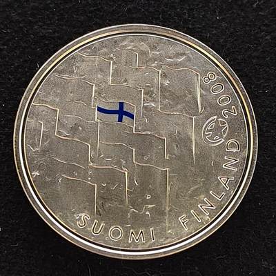 【全场包邮】纯粹捡漏拍477场（免费代拍第14场）调整中 - 芬兰2008年10欧元芬兰国旗90周年彩色精制纪念银币