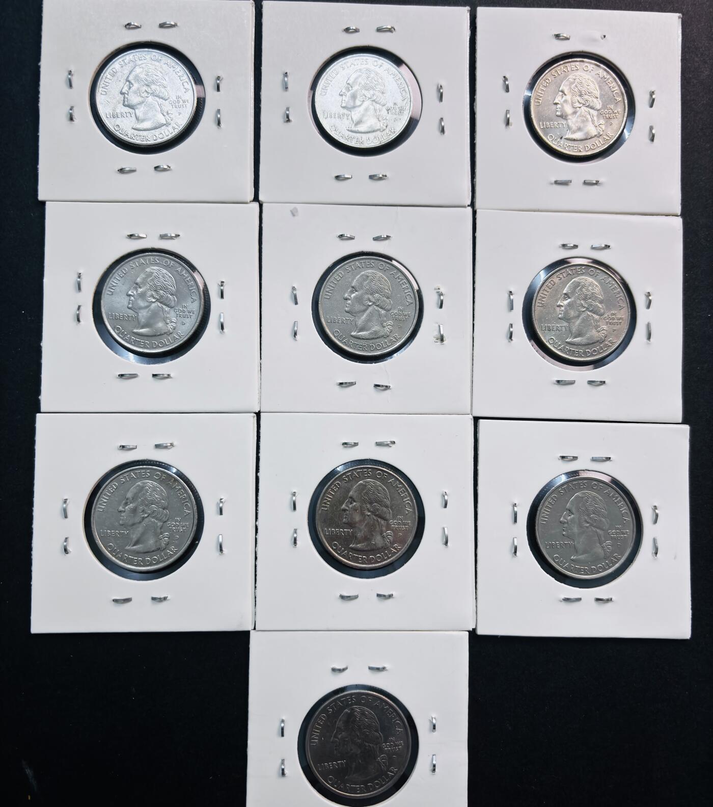 文馨钱币收藏第 281 场，【 长期接收代拍品】银元，银币，套币，纸币专场（本场截拍后休息三天，19 号发货） 极美品美国州币   1999-2002 年 10 枚无重复，收藏一步到位