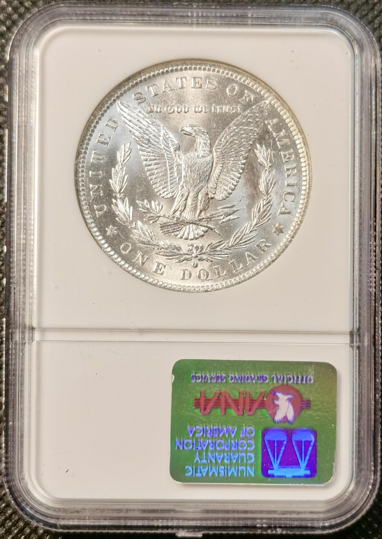 甄臻铺-世界币章拍卖（第39期）送拍享返佣金等优惠多多 NGC-MS64 1884年O版美国摩根，小白盒，手感不错，币面干净