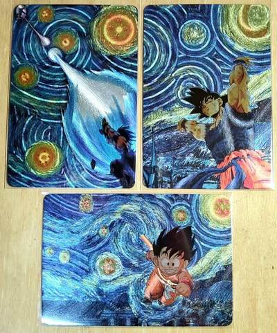 龙虎卡牌第六三场 （无佣金，周六结拍，欢迎送拍） - 粗闪3张 龙珠卡牌 油画主题系列