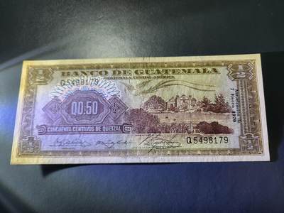 11月14号晚上8点 外国纸币自动截拍第56场 - 1970年危地马拉0.5近新